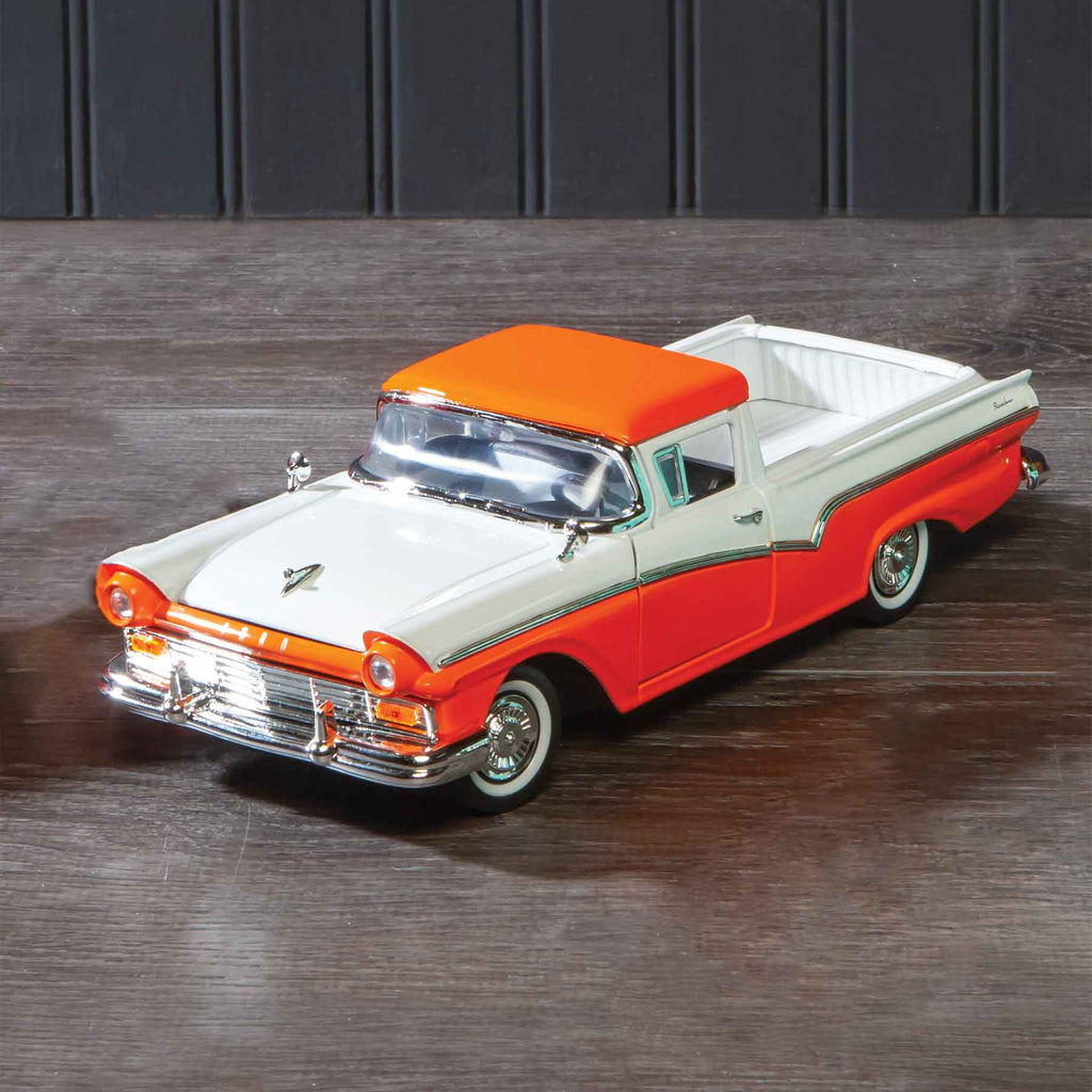 1957 Ford Ranchero Pickup Orange and White 1/18 good Diecast Model Car